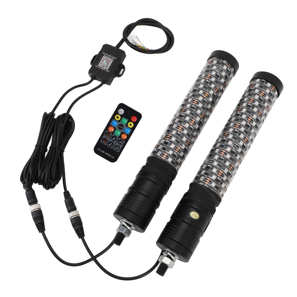 2pcs 12‑24V RGB LED Whip Light Waterproof App Remote Control 366 Modes Chasing Whip   for UTV ATV Off Road Sand Truck Boat