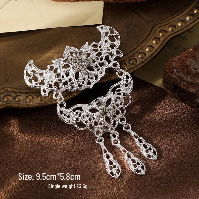 Muzułmańska Broszka z Frędzlami i Cyrkoniami: Elegancka Pusta Ozdoba Klatki Piersiowej