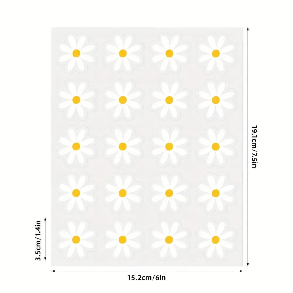 5 Sheets Cute Daisy Stickers, Featuring White And Golden Flower Patterns, Perfect for Decorating Phones, Laptops, Water Bottles
