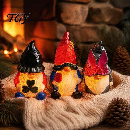 Vinyl Desktop Nightlight Christmas Night Light, Santa Snowman Elk Bell Figurine Lamp, Glowing Holiday Home Decor Gifts LED Tabletop Decor, Festive