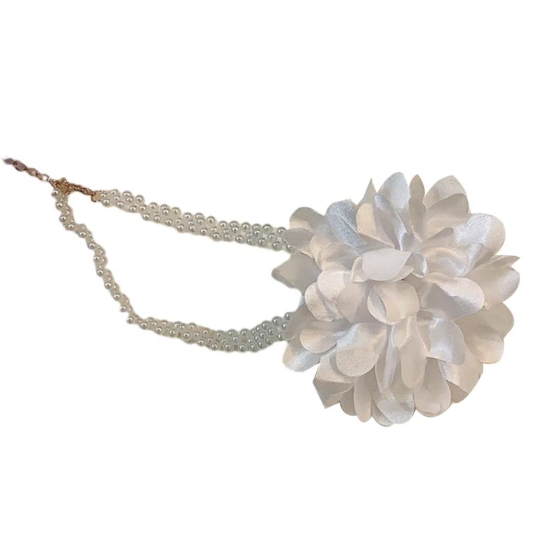 

Stylish Double Layer Necklace Floral Choker Imitation Pearls Choker Vintage Neck Jewelry Elegant Flower Choker for Women 1 білий
