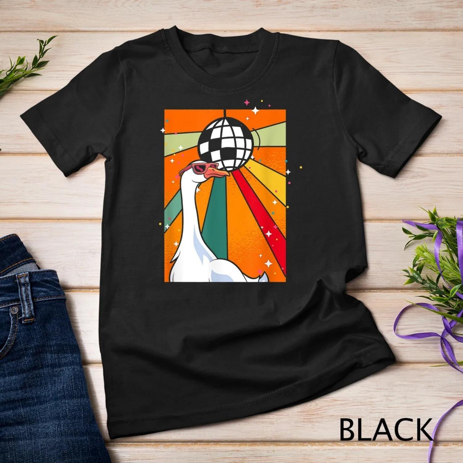 

Funny Cool Farm Animal Disco Ball Sunglasses Retro Goose T shirt S чёрный