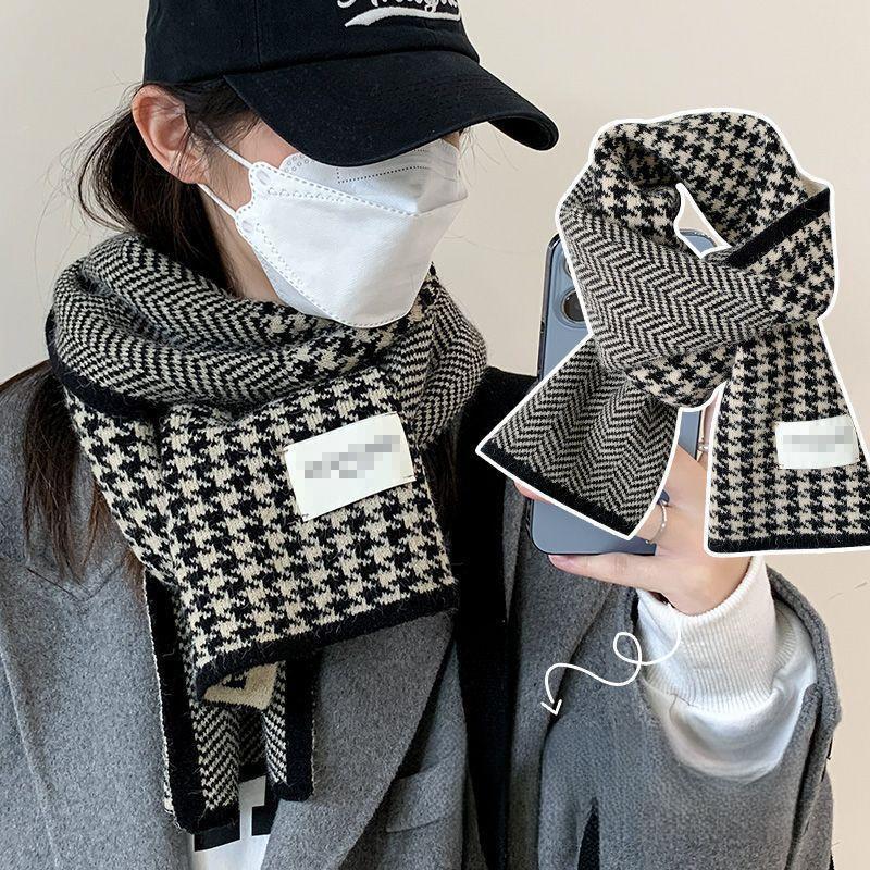 Qiandongge scarf season girl winter advanced sense versatile thickened plaid student warm scarf