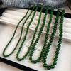 Natural Green Agate Beaded Necklace - Chinese Style Choker for Women