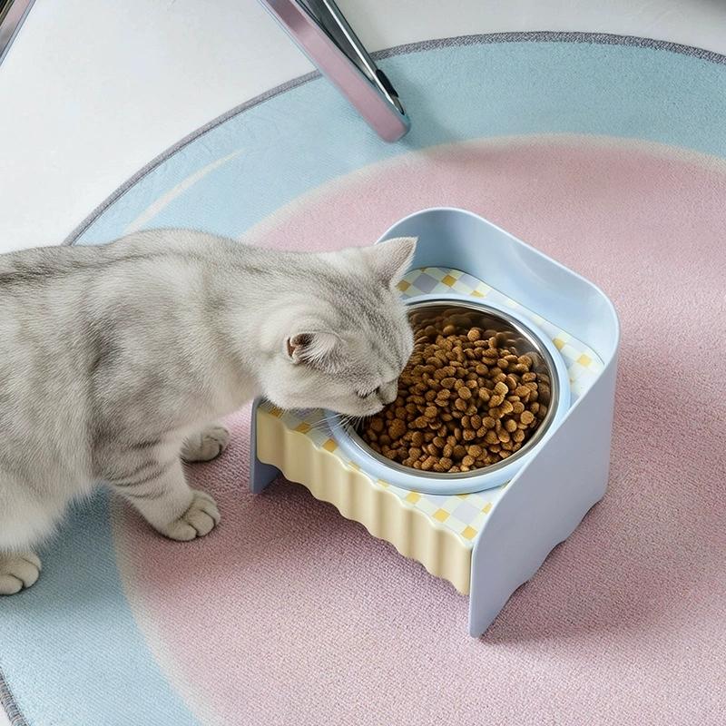 Elevated Stainless Steel Cat Bowl, Anti-Spill Raised Pet Feeder for Cats Small Dogs
