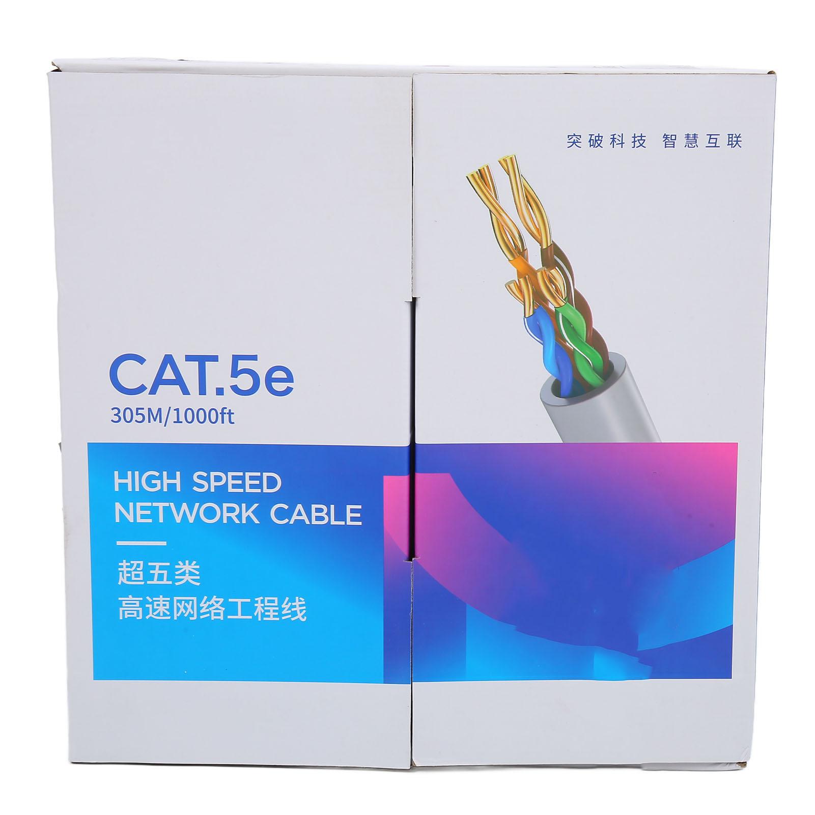 

Cat5e Ethernet Cable UTP 1000ft PVC Oxygen Free Copper CMR Flame Retardant Internet Cable for