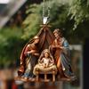 Christmas Tree Jesus Pendant Ornament Family Prayer Scene Pendant Bright Colored Car Decoration Pendant Home Decorations