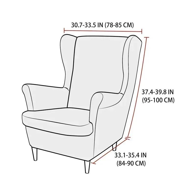 Jacquard Wing Chair Cover Stretch High Sloping Armchair Covers Nordic Elastic Single Sofa Slipcovers With Seat Cushion Covers