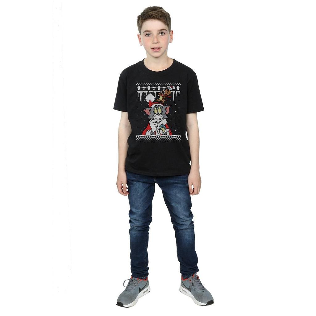 Tom and Jerry Boys Christmas Fair Isle T-Shirt
