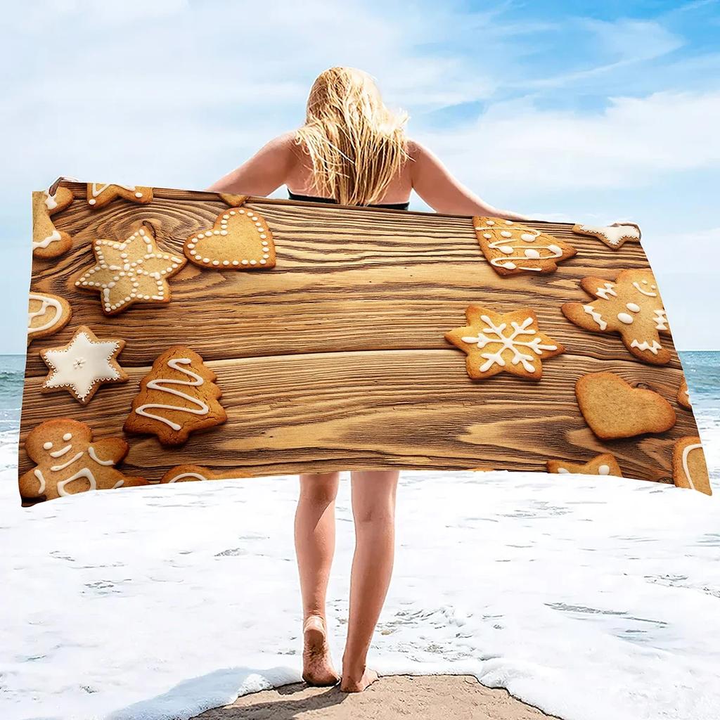 Christmas Beach Towel,Beach Towel Oversized Sandproof,Super Absorbent Sand Free Thin Quick Drying Microfiber Beach Towel