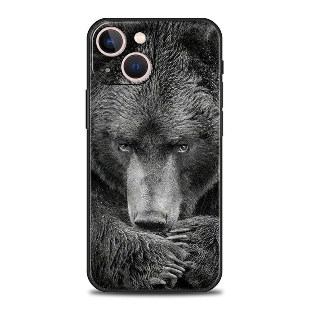 Lustige Just Relax Brown Bear Luxus-Telefonhülle für iPhone 13 15 14 12 11 Pro MAX XR X SE XS 7 8 Plus Weiche schwarze Silikonhülle