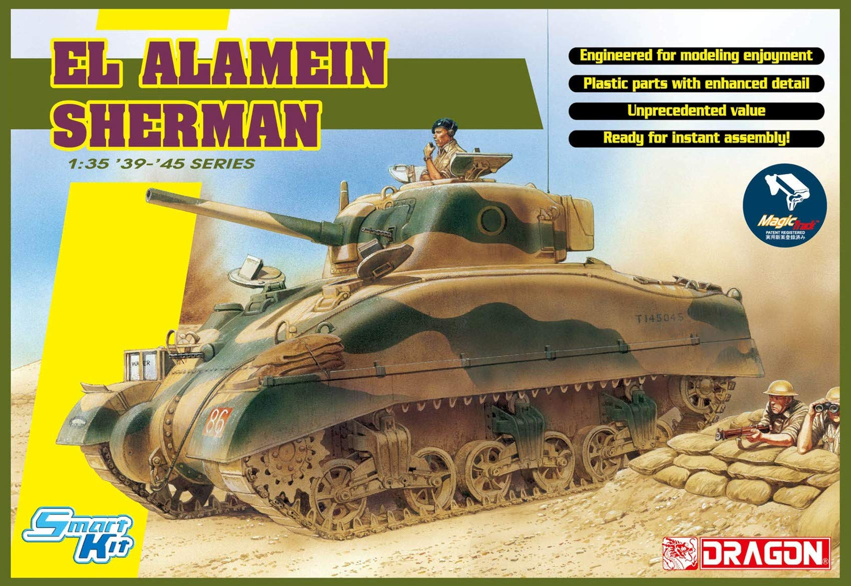 

Dragon Scale World War II British Army El Alamein Sherman with Magic Truck Plastic Model Kit DR6617 1/35