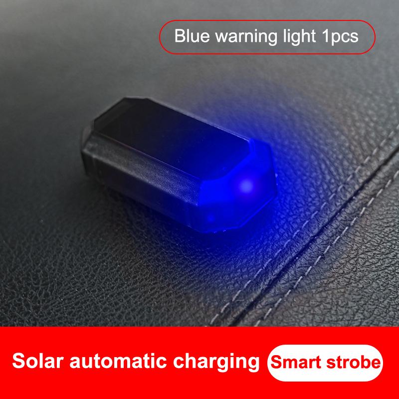 

Car Mini Led Solar Power Warning Light Night Security Simulated Alarm Wireless Anti-Theft Caution Lamp Strobe Dummy Alarm Lamp Blue