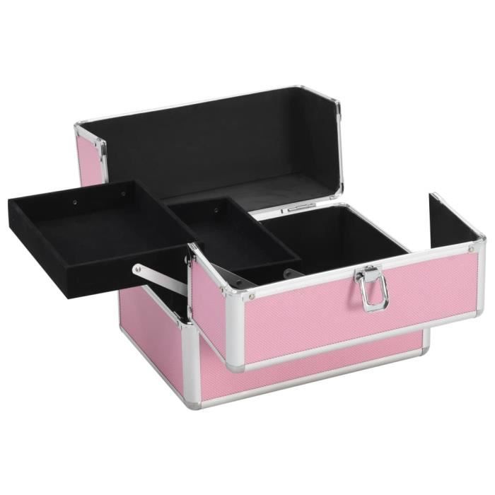 VidaXL Mallette à maquillage 22x30x21 cm Rose Aluminium