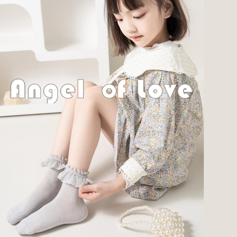 5 Paar weiche & atmungsaktive Baumwoll-Knöchelsocken für Kleinkinder, Wadenlange Socken-Set für Mädchen, mit stilvollem Rüschen-Design