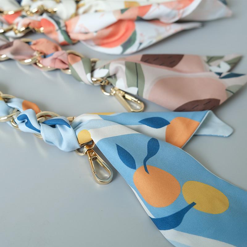 New Fashion Spring Summer Woman Handbag Accessory Part Chains Detachable Replacement Floral Silk Cotton Scarve Strap Women Chain
