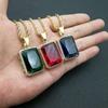European and American Jewelry, Gold-plated Diamond Rectangular Gemstone Pendant Necklace 2026