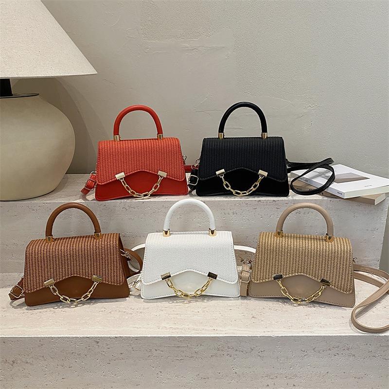 Fashion women's splicing large capacity fresh summer new trend texture shoulder crossbody portable small square bag