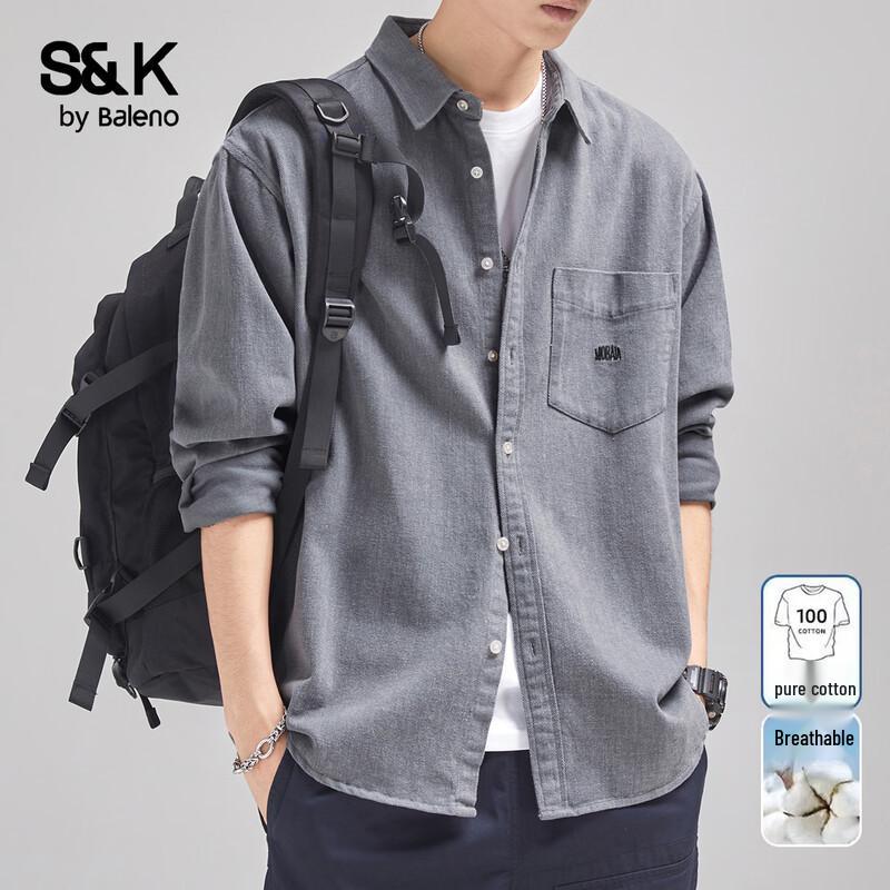 Baleno Men's S&K Retro Casual Long Sleeve Work Shirt