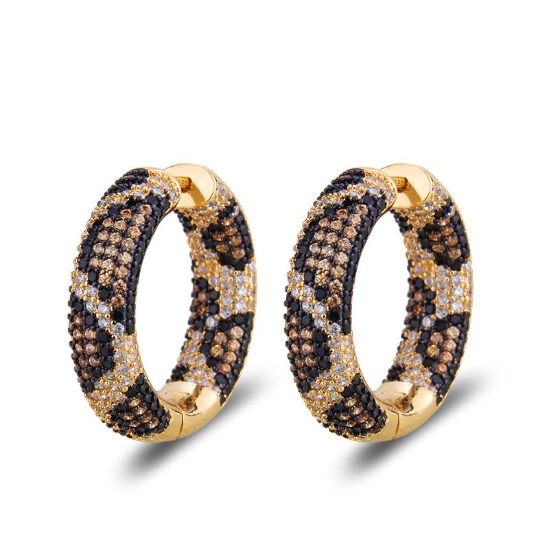 Manchettes d'oreilles en Zircon motif léopard avec divers clous de boucles d'oreilles tendance