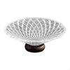 Clear Glass Fruit Bowl Decorative Pedestal Tray Nuts Cake Vegetable Holder with Wooden Stand for