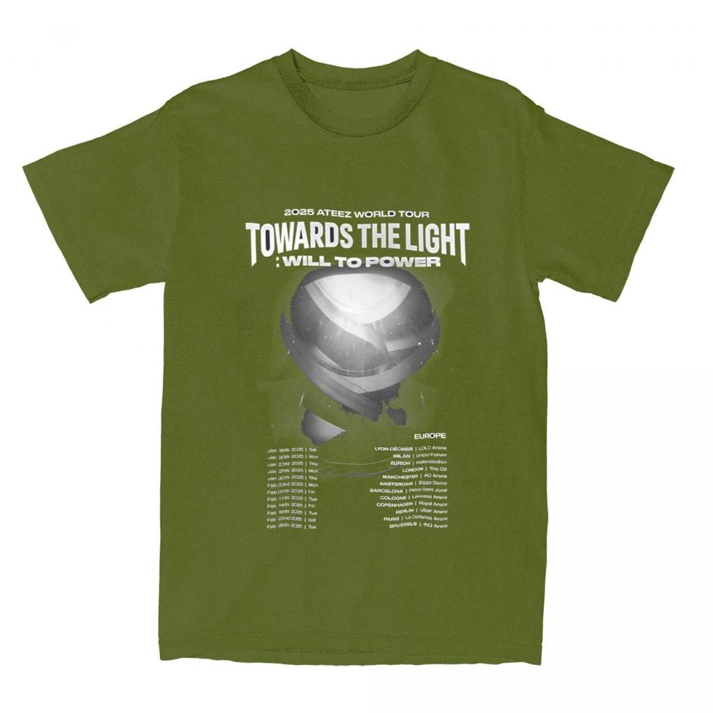 Korean Kpop 2025 Ateez World Tour Towards The Light: Will To Power T Shirts Short Sleeve 100% Cotton Crew Neck 5XL 6XL Top Tees