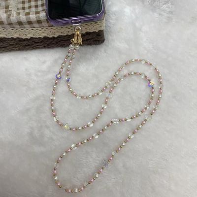 Lanière de téléphone portable à perles transparentes de 120 cm