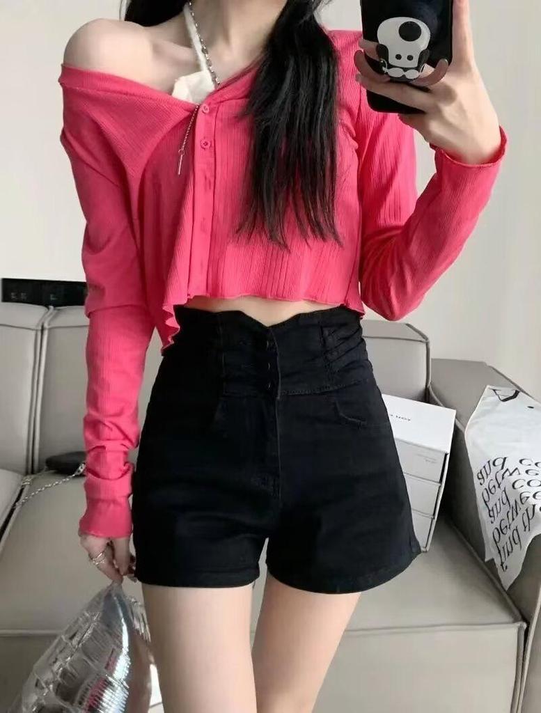 Ultra High Waist Black Denim Shorts - Super Short Summer Hot Pants