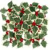 Simulation Christmas  Triangular Christmas Leaf Small Red Fruit Berry Branch