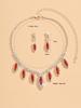 3PC Women's Fashion Copper Inlaid Claw Chain Water Drop Necklace Earrings Zircon Set Wedding Party Festival Gift-8310