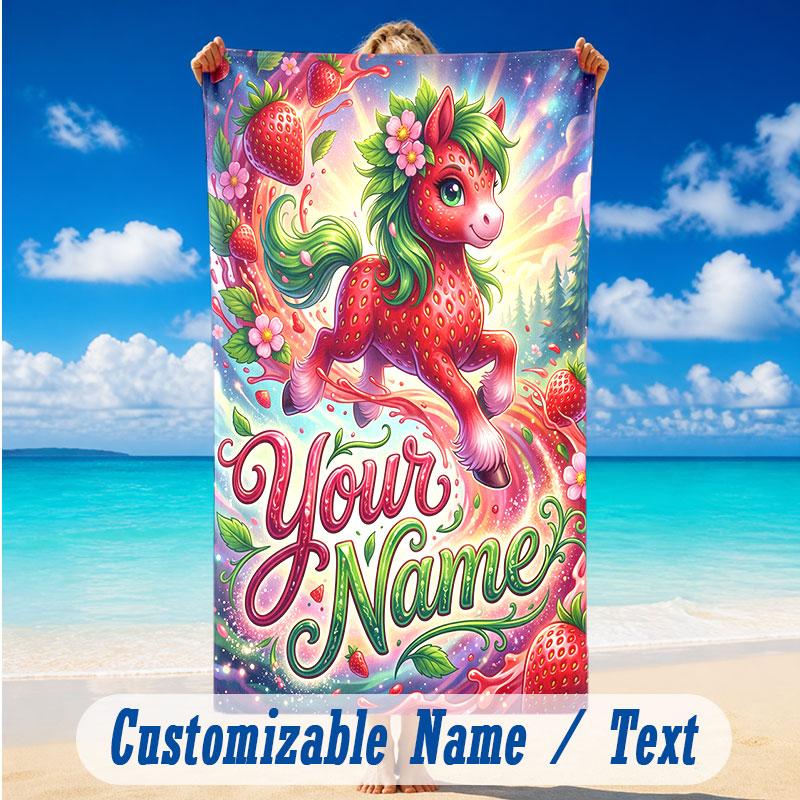 Fantasy Magic Theme Beach Towel Personalized Custom Name & Text Soft Quick Dry Beach Towel for Swimming Travel