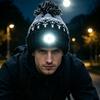 Outdoor ear protectors, wool caps, warm tide lights, anti-piling winter hats, men's and women's black knitted hats, night running