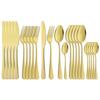 24Pcs Gold Dinnerware Cutlery Set Mirror Dinner Knives Fork Coffee Spoon Silverware Stainless Steel Party Flatware Tableware Set