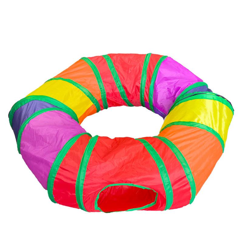 Rainbow Three-Way Foldable Cat Tunnel Toy