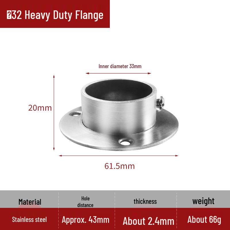 Stainless Steel Round Flange Base Wardrobe Clothes Rail Holder and Towel Rack Fixing Accessories.