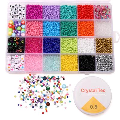 Kit Base per Gioielli Fai da Te Perline di Vetro con Cordino Elastico 24 Scatole per Sacchetto