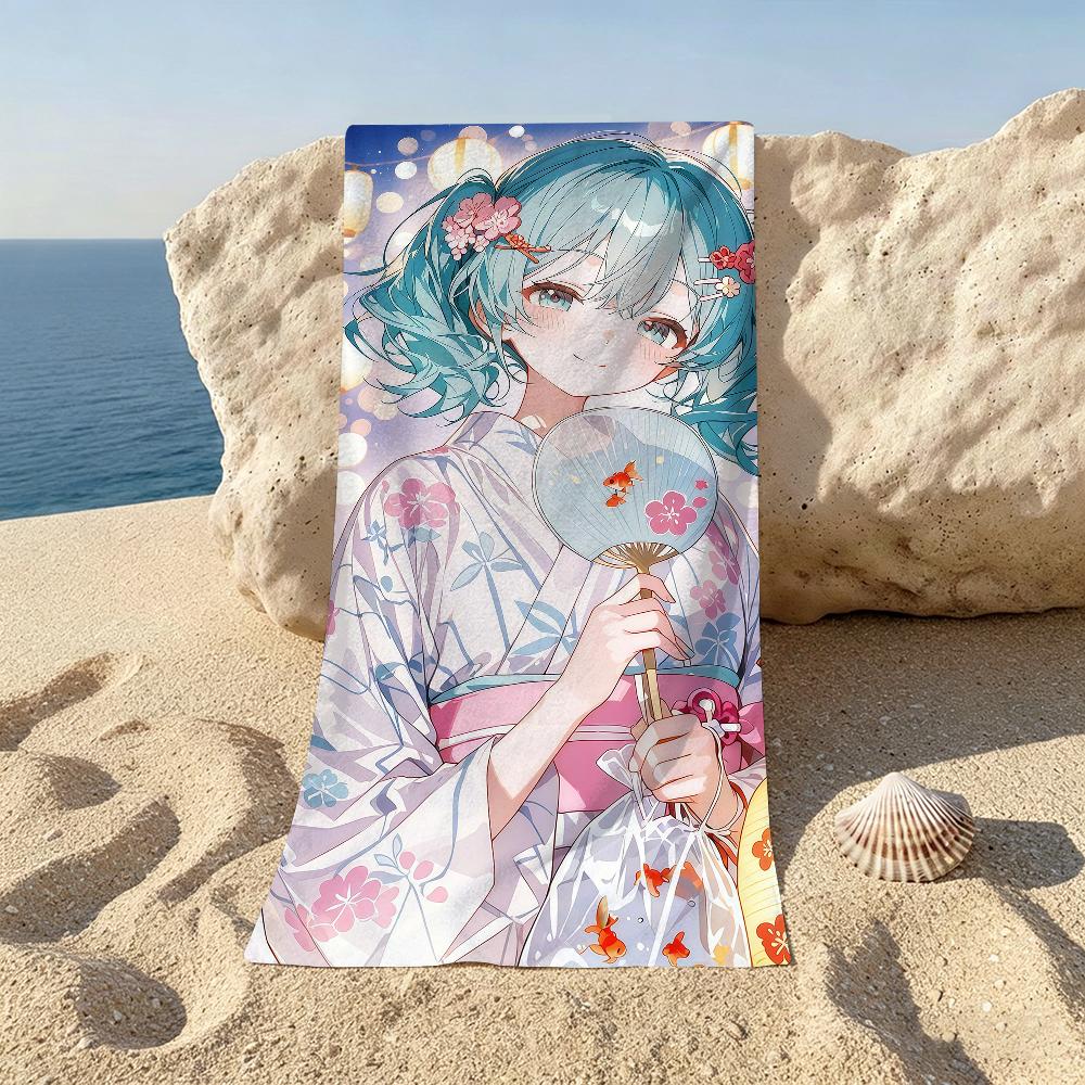 Japanese Girl In Kimono Beach Towel For Beaches Yoga Studios Gyms Hot Springs Swimming Pools And Picnics