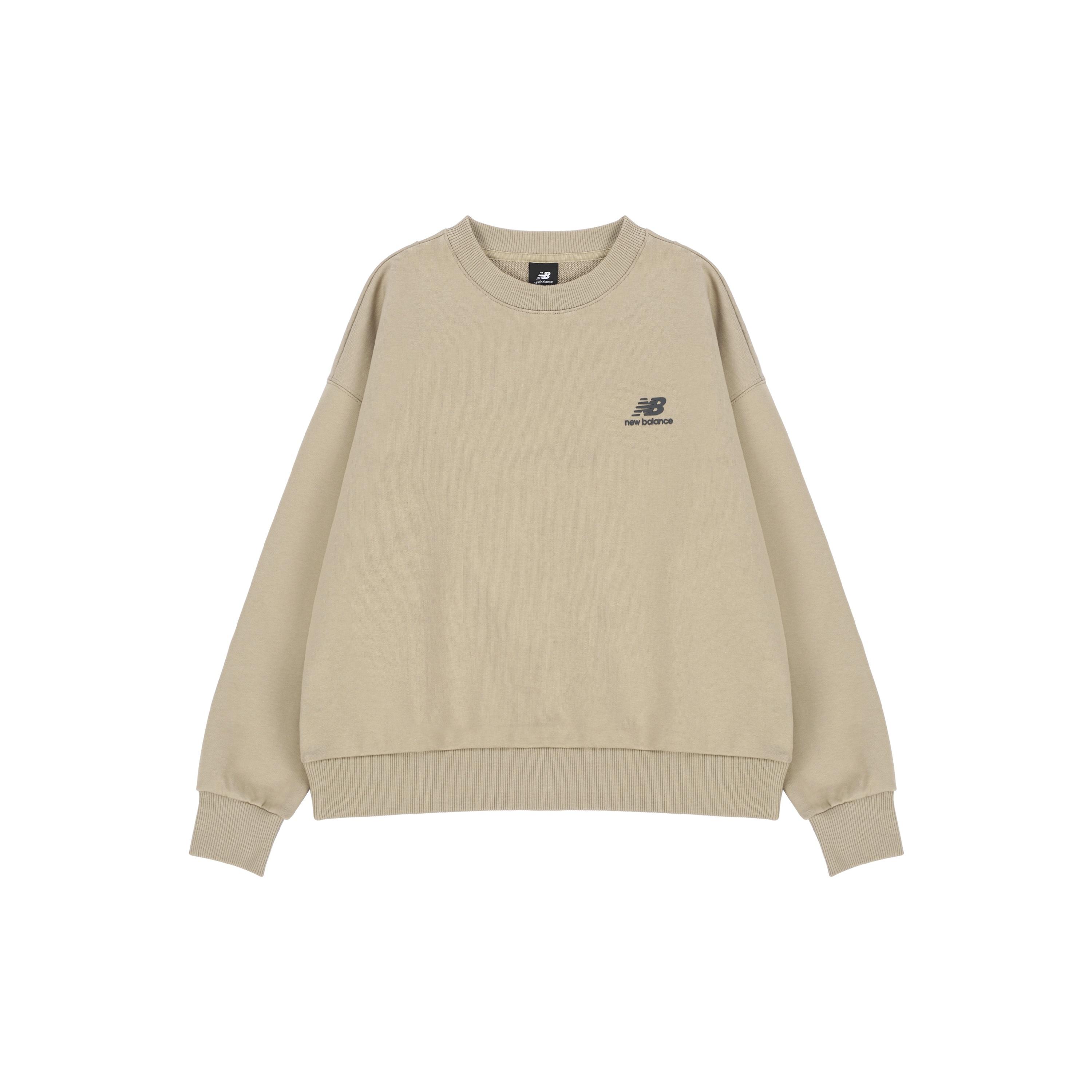 (WMNS) New Balance Alphabet Printing Sports Pullover Round Neck Khaki Hoodie Women s AWT21305-MS L