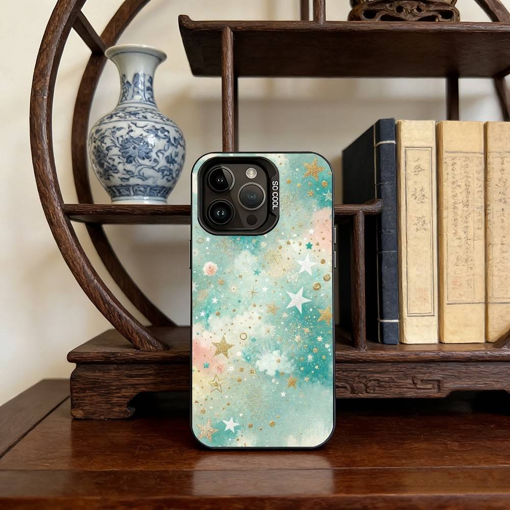 C-Cute cartoon star pattern Phone Case For IPhone 16 17 15 14 12 13 Pro Max Black Color Shockproof Cover