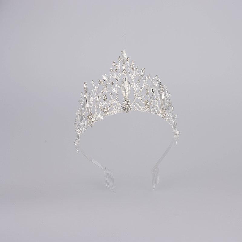 European Bride Handmade Crown Diamond Princess Crystal Bead Alloy Headdress Headband