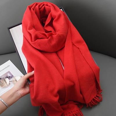 Winter Women's Red Imitation Cashmere Scarf High End Annual Meeting Scarf  Soft Temperament  Versatile Warm Shawl for Men