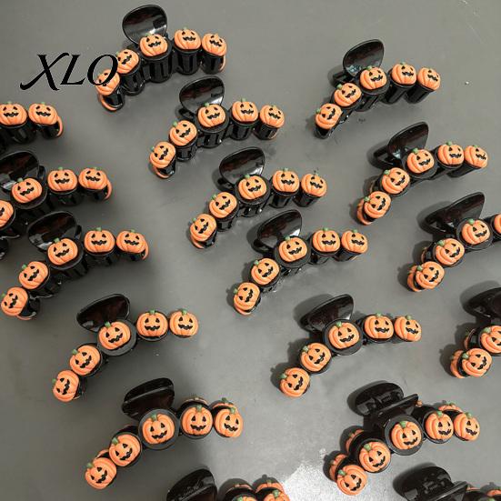 Pumpkin Decorative Hair Accessories Halloween Claw Clip for Women Girls, Cute Witch Hat/Pumpkin/Ghost Versatile Clips Daily Use Plastic Clips,