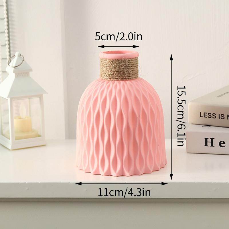 Imitation Ceramic Flower Vase Nordic Solid Color Plastic Dried Plants Vase Flower Arrangement Container Home Living Room Decor