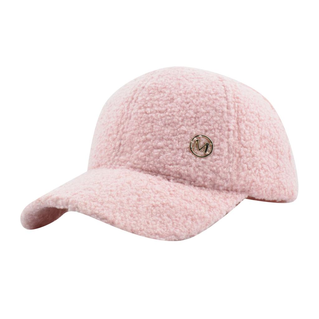 Hat Winter Solid Color M Standard Lamb Wool Baseball Cap Women's Outdoor Warm Leisure Fashion All-match Plush Duckbills Cap