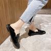 Thick Heel Flat Bottom Small Leather Shoes Women's 2025 Spring New Versatile Korean Version British Style Black Loafers Women's X270-1