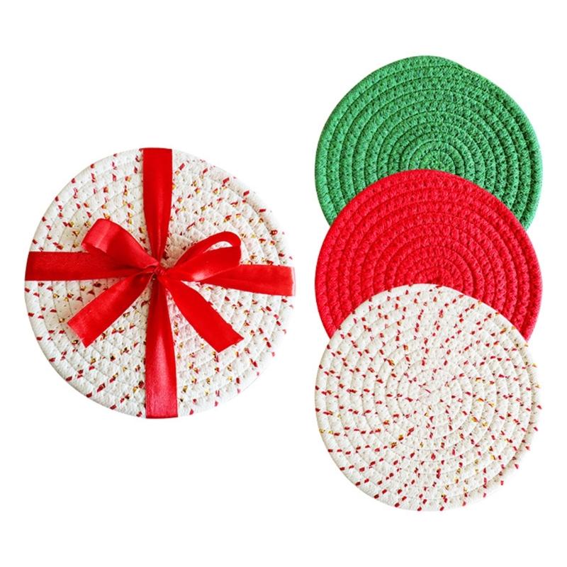 3Pcs Kitchen Table Mats Heatproof Colorful Dish Pad With Nonslip Base For Home Dining Protections Use