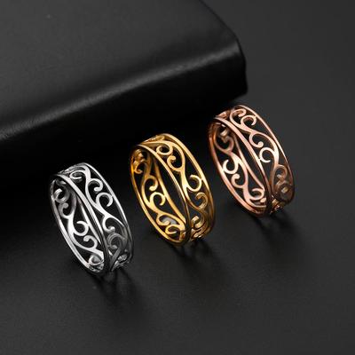 Anillo Retro de Acero Inoxidable con Filigrana de Skyrim con Recorte Color Oro Elegante Anillos para Dedos Joyería Regalo de Boda para Amiga