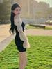 French Chic Puff Sleeve Little Black Dress - Elegant Slimming Style for Women