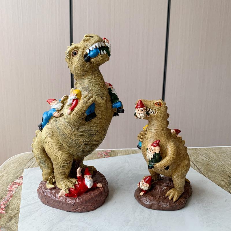 

Resin Dinosaur Eating Gnome Garden Statue Ornament