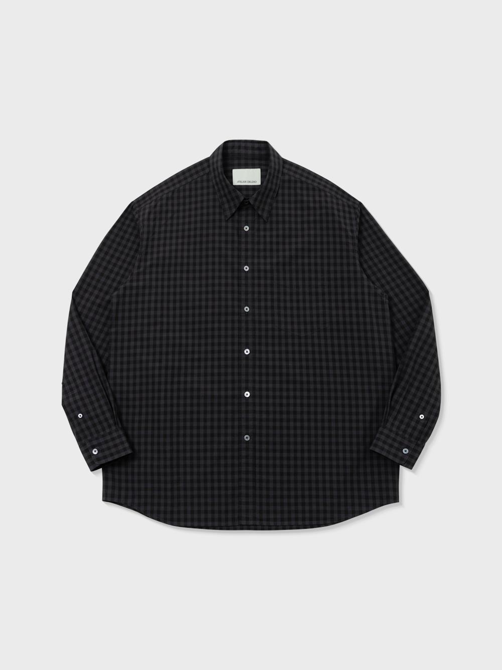 Atelier Deldio Cotton Gingham Comfort Shirt (Graphite) S